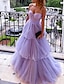 Χαμηλού Κόστους Φορέματα Χορού Αποφοίτησης-Βραδινή τουαλέτα Φορέματα χορού Βίντατζ Φόρεμα Επίσημο Επισκέπτης γάμου Μακρύ Αμάνικο Καρδιά Τούλι Εξώπλατο με Πλισέ Πιασίματα 2024