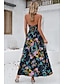 Χαμηλού Κόστους Print Φορέματα-Γυναικεία Βαμβάκι Σλιπ Φόρεμα Φλοράλ Ditsy Floral Ελαστική μέση Σκίσιμο Λαιμόκοψη V Κρύος ώμος Μακρύ Φόρεμα Μάξι Φόρεμα Κομψό Βοημία Ημέρα του Αγίου Βαλεντίνου Ημερομηνία Αμάνικο Καλοκαίρι Άνοιξη