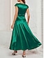 رخيصةأون فساتين عادية-نسائي لباس غير رسمي فستان طويل ماكسي مكشكش زفاف مناسب للحفلات أنيق مثيرة V رقبة بدون كم أحمر بني أخضر اللون