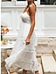 Χαμηλού Κόστους απλά φορέματα-Γυναικεία Λευκό φόρεμα Μακρύ Φόρεμα Μάξι Φόρεμα Εξώπλατο με μανίκι Ημερομηνία Διακοπές Παραλία Γραμμή Α Τιράντες Αμάνικο Λευκό Χρώμα