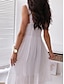 billige ensfargede kjoler-Dame Hvit kjole Midikjole med erme Stevnemøte Gatemote Grunnleggende Spagettistropper Ermeløs Hvit Farge
