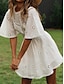 abordables robes unies-Robe casual Robe de mariée en dentelle blanche Femme Mini robe Dos Nu Œillet Plein Air Vacances Rendez-vous Vêtement de rue basique Col Ras du Cou Manche Courte Standard Blanche S M L XL