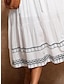 Χαμηλού Κόστους Print Φορέματα-Γυναικεία Λευκό φόρεμα Καθημερινό φόρεμα γραβάτα μπροστά Κεντητό Λαιμόκοψη V Μακρύ Φόρεμα Μάξι Φόρεμα Κομψό Γάμου Ημέρα του Αγίου Βαλεντίνου 3/4 Μήκος Μανικιού Καλοκαίρι Άνοιξη