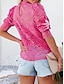 preiswerte Basic-Damenoberteile-Hemd Spitzenhemd Bluse Öse oben Damen Schwarz Weiß Rosa Feste Farbe Spitze Strasse Täglich Modisch Rundhalsausschnitt S