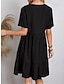 זול שמלות פשוטות-בגדי ריקוד נשים שמלת קז&#039;ואל שמלת מיני Ruched קפלים פגישה (דייט) חופשה סגנון רחוב בסיסי צווארון V שרוולים קצרים שחור אודם סגול צבע