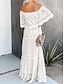 preiswerte schlichte Kleider-Damen Weißes Kleid kleid lang mit Hülse Verabredung Urlaub Maxi A-Linie Schulterfrei Halbe Ärmel Weiß Farbe