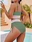 preiswerte Bikini-Sets-Damen Badeanzug Bikinis Normal Bademode 2 teilig Glatt Strandbekleidung Urlaub Badeanzüge