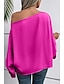 voordelige Basisshirts voor dames-Overhemd Blouse Dames Fuchsia Beige Effen Kleur Sexy Straat Dagelijks Modieus Eén-schouder S