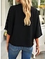 ieftine Bluze simple pentru femei-Cămașă Bluză Pentru femei Negru Alb Roșu Vin Culoare solidă Zdrobit Stradă Zilnic Modă În V S