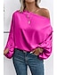 ieftine Bluze simple pentru femei-Cămașă Bluză Pentru femei Fucsia Bej Culoare solidă Sexy Stradă Zilnic Modă Pe Umăr S