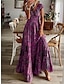 cheap Print Dresses-Women&#039;s Casual Dress Floral Paisley Print V Neck Long Dress Maxi Dress Bohemia Ethnic Vacation Short Sleeve Summer