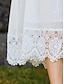 cheap Plain Dresses-Women&#039;s White Dress Lace Patchwork V Neck Midi Dress Elegant Classic Daily Vacation Short Sleeve Summer Spring