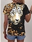 levne Dámská trička-Dámské Tričko Leopard Tisk Denní Víkend Módní Krátký rukáv Tričkový Žlutá Léto
