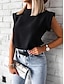 cheap Basic Women&#039;s Tops-Shirt Blouse Women&#039;s Black White Khaki Solid Color Sexy Street Daily Fashion Round Neck S