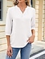preiswerte Basic-Damenoberteile-Hemd Bluse Damen Schwarz Weiß Rosa Feste Farbe Taste Strasse Täglich Modisch V Ausschnitt S