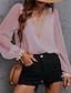 Недорогие Базовые плечевые изделия для женщин-Рубашка Кружевная рубашка Блуза Сетчатый топ в стиле пэчворк Жен. Розовый Винный Сплошной цвет Кружева Для улицы Повседневные Мода V-образный вырез S