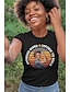 billige T-shirts til kvinde-Dame T-shirt 100 % bomuld Black Rosie the Riveter Inspired Shirt Graphic Tee Phenomenal Black Woman Stribet Bogstaver Daglig Weekend Årgang Mode Kortærmet Rund hals Sort Alle årstider