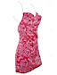 cheap Print Dresses-Summer 3 Color Patchwork Large Swing Holiday Dress Sweet Color Contrast V-Neck Loose Casual Cake Dresses