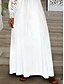 Недорогие простые платья-Жен. Белое кружевное свадебное платье длинное платье платье макси кнопка с рукавом Свидание Уличный стиль Макси Круглый вырез Длинный рукав Белый Цвет