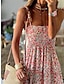 olcso Mintás ruhák-Női hétköznapi ruha Virágos Nyomtatott Pántos Hosszú ruha Maxi ruha Csehország Vakáció Ujjatlan Nyár