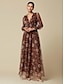 preiswerte Lässiges Kleid mit Aufdruck-Maxikleid mit V-Ausschnitt aus floralem Netzstoff