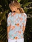 billige T-skjorter til kvinner-Dame T skjorte Blomstret Trykt mønster Avslappet Ferie Mote Kortermet Rund hals Blå Sommer