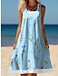 preiswerte Bedruckte Kleider-Damen Casual kleid Tank-Top Kleid Blumen Bedruckt U-Ausschnitt Minikleid Verabredung Urlaub Ärmellos Sommer Frühling