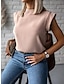 cheap Basic Women&#039;s Tops-Shirt Blouse Women&#039;s Black White Khaki Solid Color Sexy Street Daily Fashion Round Neck S