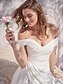 cheap Wedding Dresses-Beach Little White Dresses Wedding Dresses A-Line Off Shoulder Regular Straps Court Train Satin Bridal Gowns With Pleats Ruched 2024