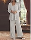 cheap Mother of the Bride Pantsuits-Jumpsuit / Pantsuit 3 Piece Mother of the Bride Dress Wedding Guest Grandmother Elegant Scoop Neck Floor Length Chiffon Lace Sleeveless Wrap Included with Sequin 2024