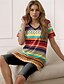 cheap Women&#039;s Two Piece Sets-Women&#039;s T shirt Tee Shorts Sets Striped Print Casual Daily Fashion Short Sleeve V Neck Yellow Summer