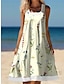 voordelige Jurken met print-Dames Casual jurk Tank-jurk Bloemig Afdrukken U-hals Mini-jurk Afspraakje Vakantie Mouwloos Zomer Lente