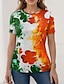 cheap Women&#039;s T-shirts-Women&#039;s T shirt Tee Tie Dye Shamrock Irish Flag St.Patrick&#039;s Day Daily Weekend Print Red Short Sleeve Fashion Crew Neck Summer