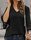 cheap Basic Women&#039;s Tops-Shirt Blouse Women&#039;s Black White Pink Solid Color Mesh Street Daily Fashion V Neck S