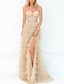cheap Prom Dresses-Ball Gown A-Line Prom Dresses Elegant Dress Formal Prom Floor Length Sleeveless Strapless Tulle with Sequin Slit 2024