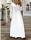 Χαμηλού Κόστους απλά φορέματα-Γυναικεία Νυφικό λευκό δαντέλα Μακρύ Φόρεμα Μάξι Φόρεμα Κουμπί με μανίκι Ημερομηνία Κομψό στυλ street Μάξι Στρογγυλή Λαιμόκοψη Μακρυμάνικο Λευκό Χρώμα