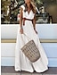 preiswerte schlichte Kleider-Damen Weißes Kleid kleid lang Rüsche mit Hülse Verabredung Strassenmode Maxi V Ausschnitt Ärmellos Schwarz Weiß Khaki Farbe