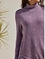 cheap Basic Women&#039;s Tops-Shirt Blouse Women&#039;s Blue Purple Dark Gray Solid / Plain Color Split Office Daily Fashion High Neck Regular Fit S