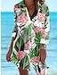 ieftine Bluze &amp; Cămăși Damă-Cămașă hawaiană Pentru femei Cămașă Bluză Floral Buton Imprimeu Casual Concediu Plajă Vacanță Hawaiană Stiluri de Plajă Manșon Lung Guler Cămașă Mov Primăvara &amp; toamnă
