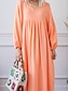 abordables Robes-Femmes Rose Claire Orange Rose rouge Été Printemps Robe maxi Robes inspirées du lin Robe Décontractée Basique Moderne Quotidien Week-end Coupe Ample Uni Col en V