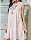 preiswerte schlichte Kleider-Damen Weißes Kleid Minikleid Baumwolle Spitze Rüsche Verabredung Urlaub Maxi V Ausschnitt Ärmellos Weiß Farbe
