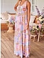 cheap Print Dresses-Women&#039;s Casual Dress Plaid Color Block Print U Neck Long Dress Maxi Dress Vacation Sleeveless Summer