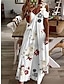 Χαμηλού Κόστους Print Φορέματα-γυναικείο φόρεμα swing μάξι μακρύ φόρεμα μπεζ κοντομάνικο λουλουδάτο κρύο στάμπα ώμου φθινόπωρο καλοκαίρι v λαιμόκοψη κομψό casual μοντέρνο 2022 3xl