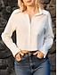 cheap Basic Women&#039;s Tops-55% Linen Women&#039;s Cotton Linen Shirt  White Short Casual Holiday Summer Tops Going out  Button Long Sleeve Daily Casual Shirt Collar Regular Fit Fall Spring &amp; Summer