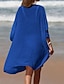 Χαμηλού Κόστους απλά φορέματα-Γυναικεία Καλοκαιρινό φόρεμα Με κοψίματα Ρούχα παραλίας Γιορτή Αμάνικο Μαύρο Λευκό Θαλασσί Χρώμα