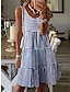 voordelige Jurken met print-Dames Casual jurk Tank-jurk Afdrukken U-hals Mini-jurk Afspraakje Vakantie Mouwloos Zomer