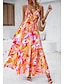 Χαμηλού Κόστους Print Φορέματα-Γυναικεία Βαμβάκι Σλιπ Φόρεμα Φλοράλ Ditsy Floral Ελαστική μέση Σκίσιμο Λαιμόκοψη V Κρύος ώμος Μακρύ Φόρεμα Μάξι Φόρεμα Κομψό Βοημία Ημέρα του Αγίου Βαλεντίνου Ημερομηνία Αμάνικο Καλοκαίρι Άνοιξη