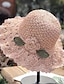 Χαμηλού Κόστους Γυναικεία καπέλα-1 τεμ μοντέρνο ψάθινο καπέλο κροσέ λουλουδιών κομψό μονόχρωμο βολάν καπέλα ηλίου κλασικά πτυσσόμενα καλοκαιρινά καπέλα παραλίας ταξιδιού για γυναίκες κορίτσια