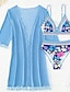 cheap Sexy Bodies-Women&#039;s Normal Pajamas Sexy Bodies Sets Floral Hot Sexy Holiday Home Bed Swimming Polyester Quick Dry Outdoor Sleeveless 3-Piece Summer Blue