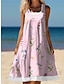 voordelige Jurken met print-Dames Casual jurk Tank-jurk Bloemig Afdrukken U-hals Mini-jurk Afspraakje Vakantie Mouwloos Zomer Lente
